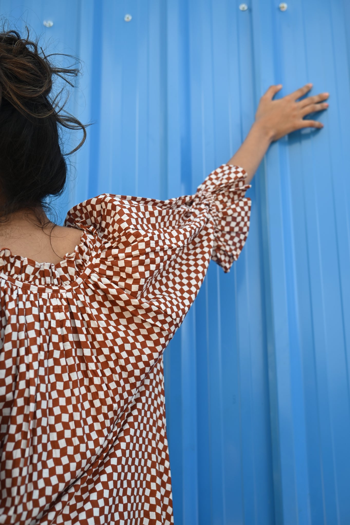 Britta Maxi Dress | Cocoa Check Organic Cotton