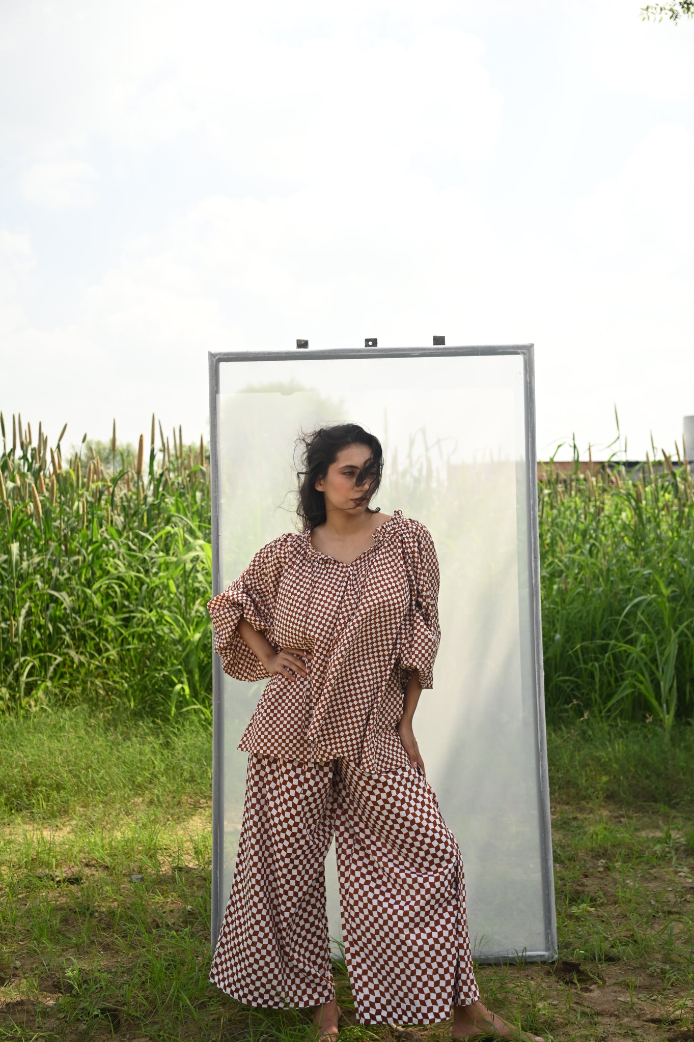 Elvira Pant | Cocoa Check Organic Cotton