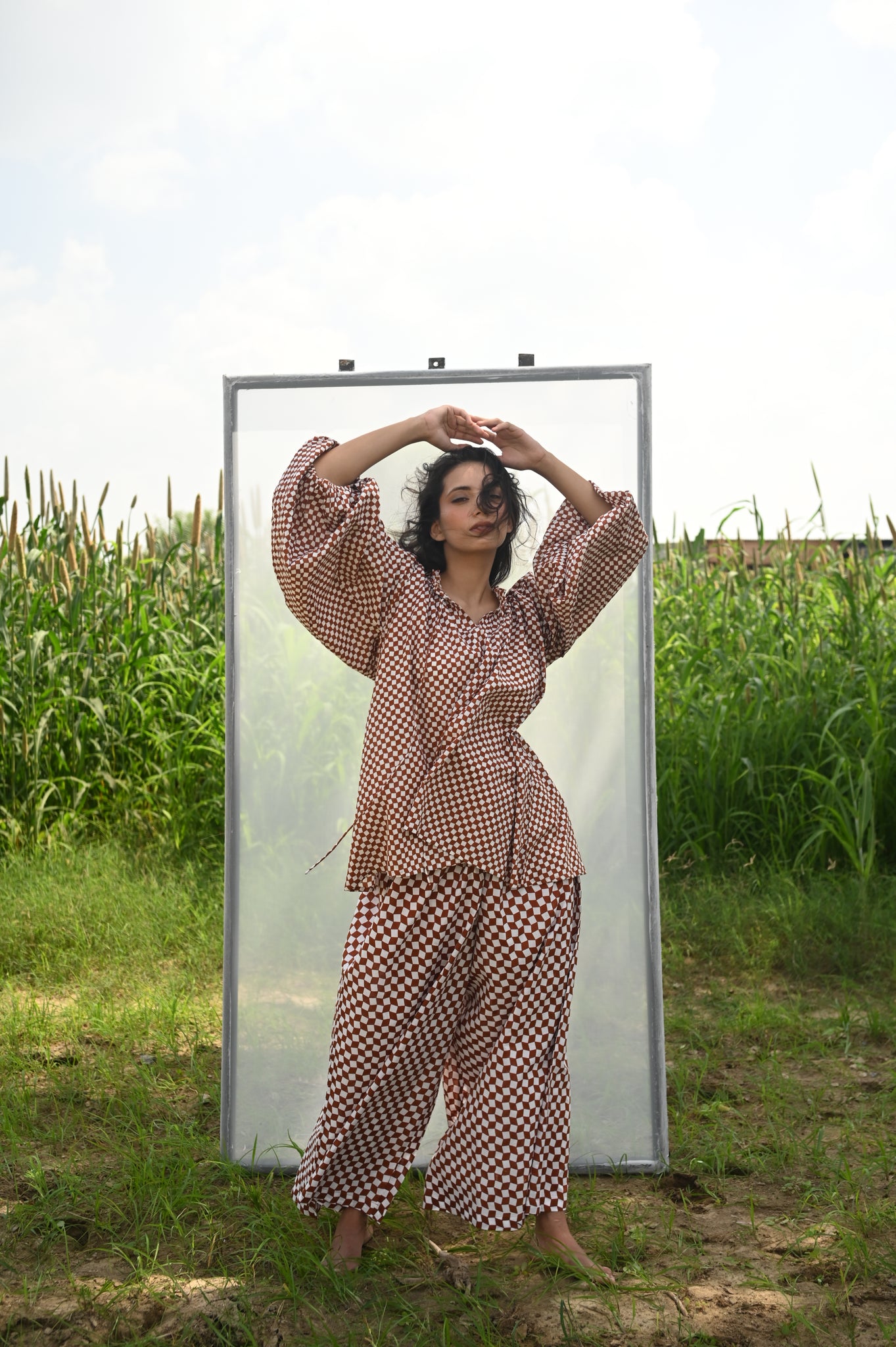 Elvira Pant | Cocoa Check Organic Cotton