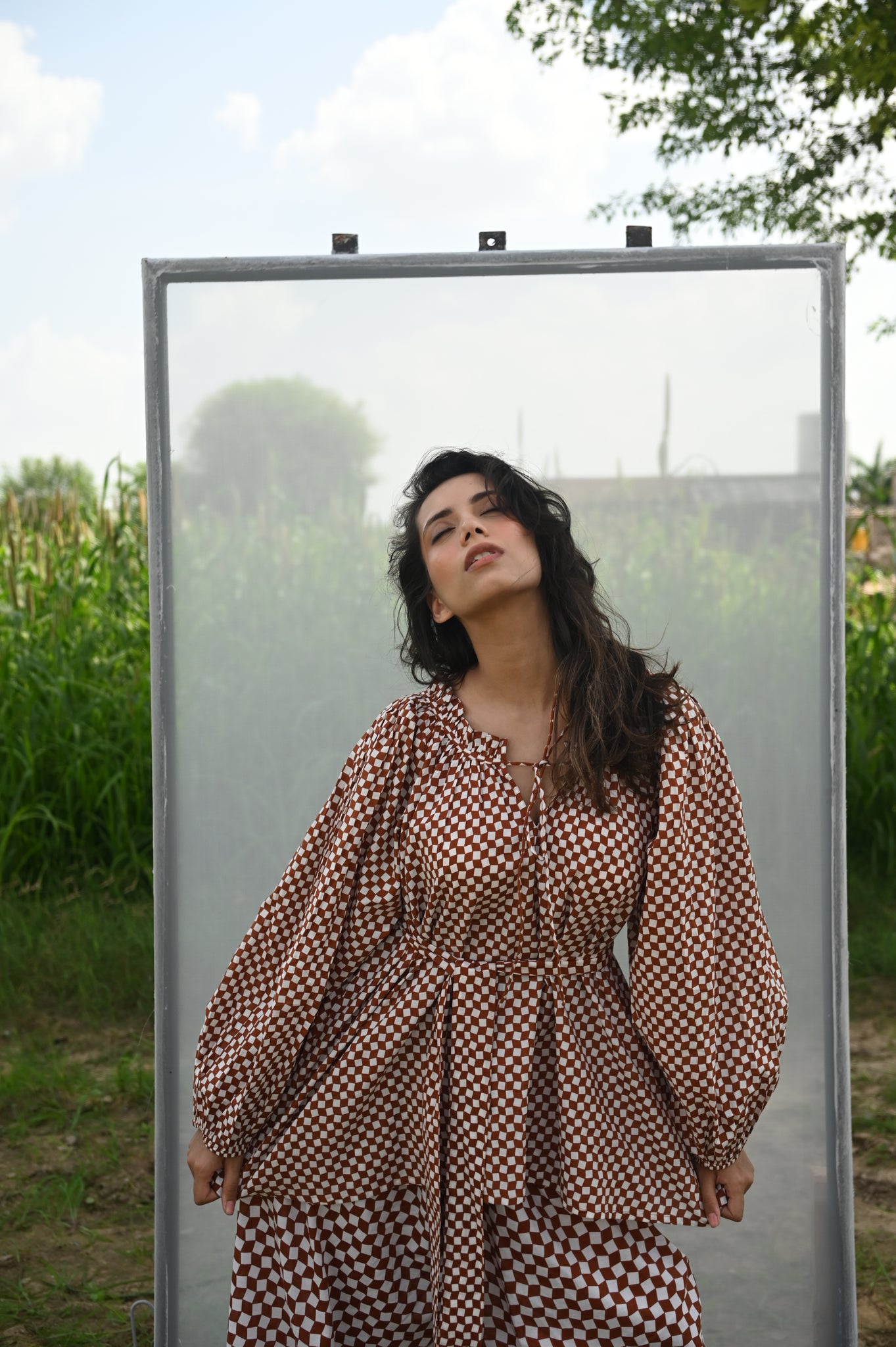 Byron Blouse | Cocoa Check Organic Cotton