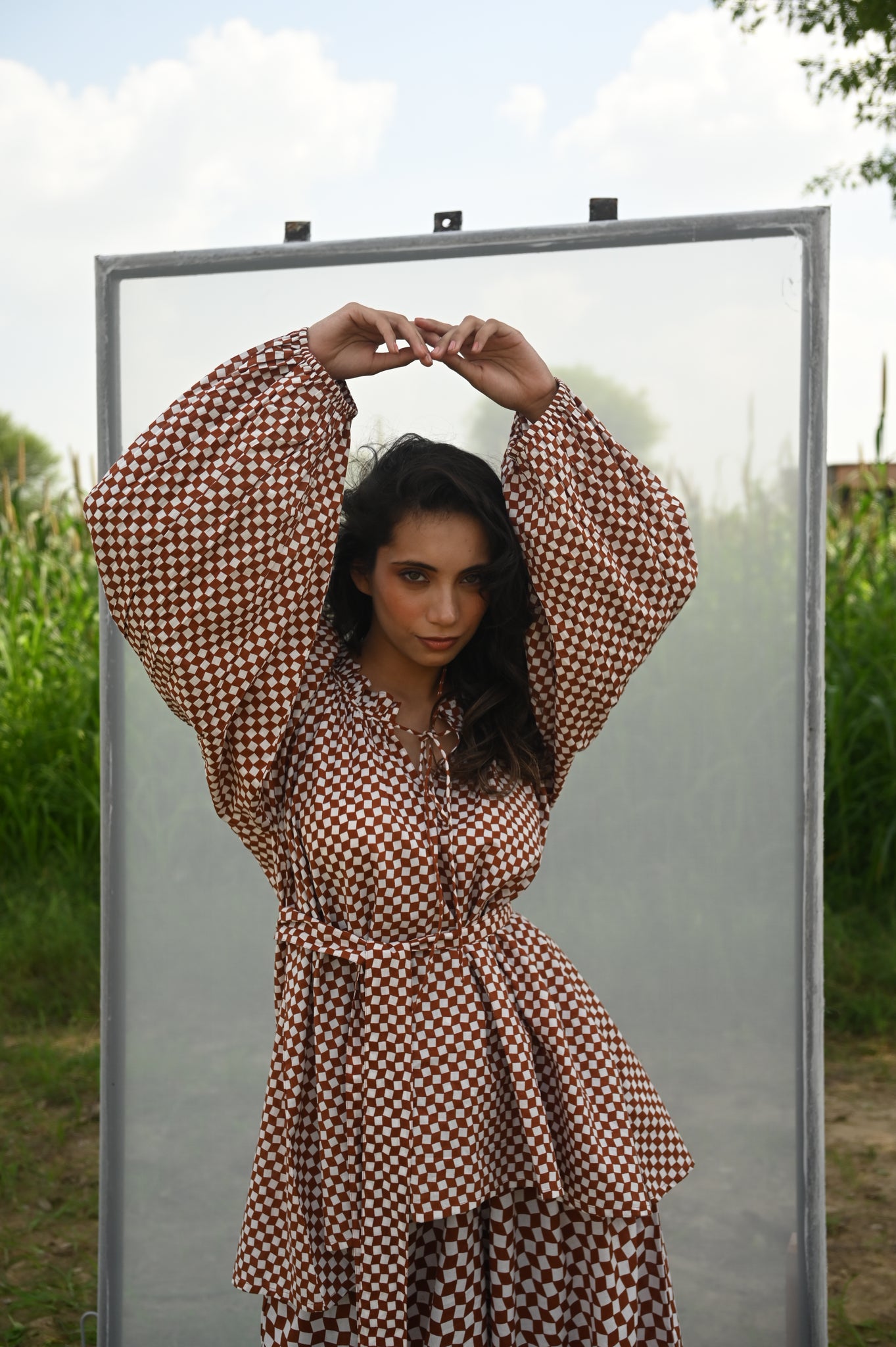 Byron Blouse | Cocoa Check Organic Cotton