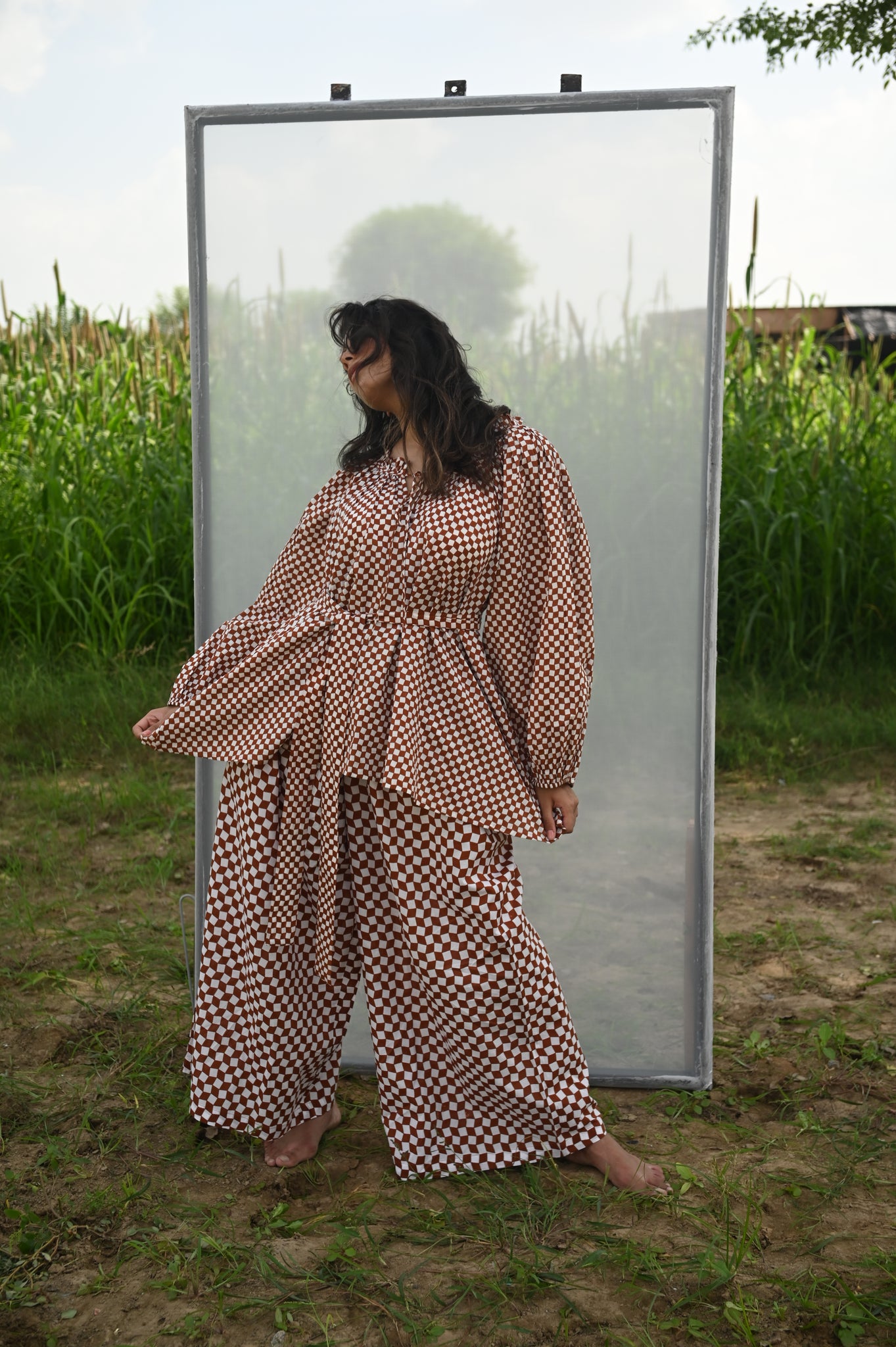 Elvira Pant | Cocoa Check Organic Cotton