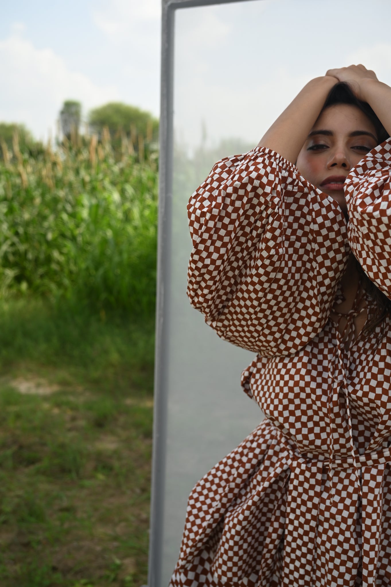 Byron Blouse | Cocoa Check Organic Cotton