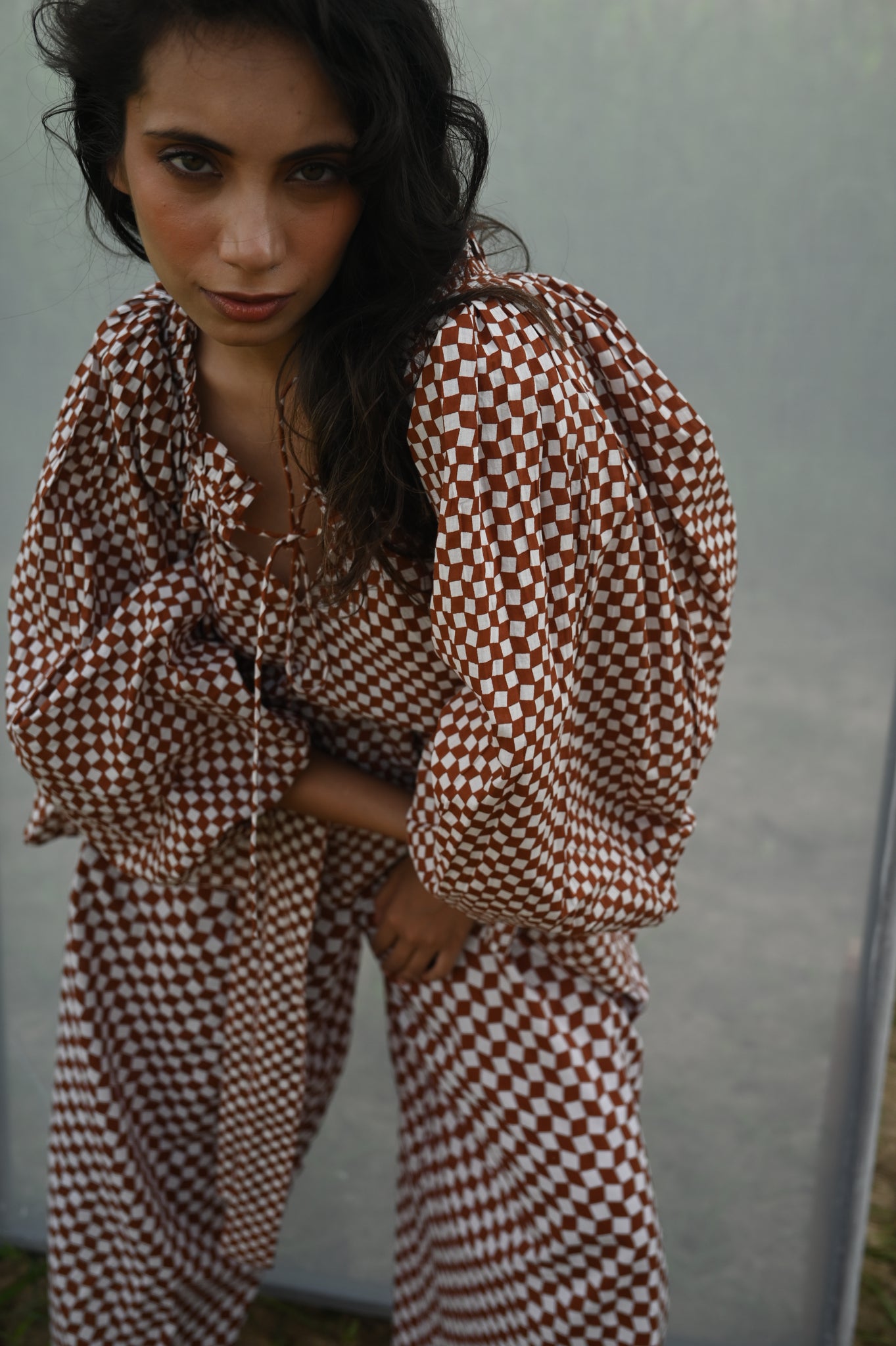Elvira Pant | Cocoa Check Organic Cotton
