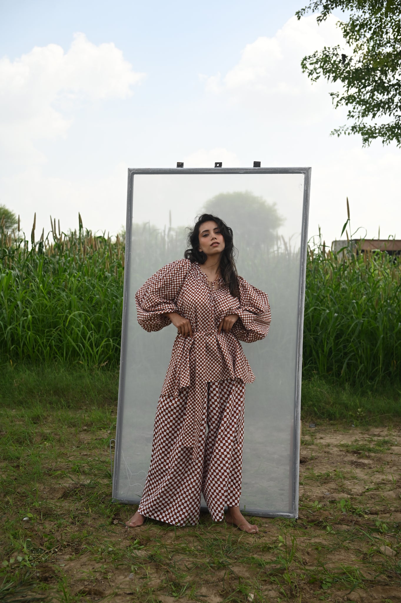Elvira Pant | Cocoa Check Organic Cotton