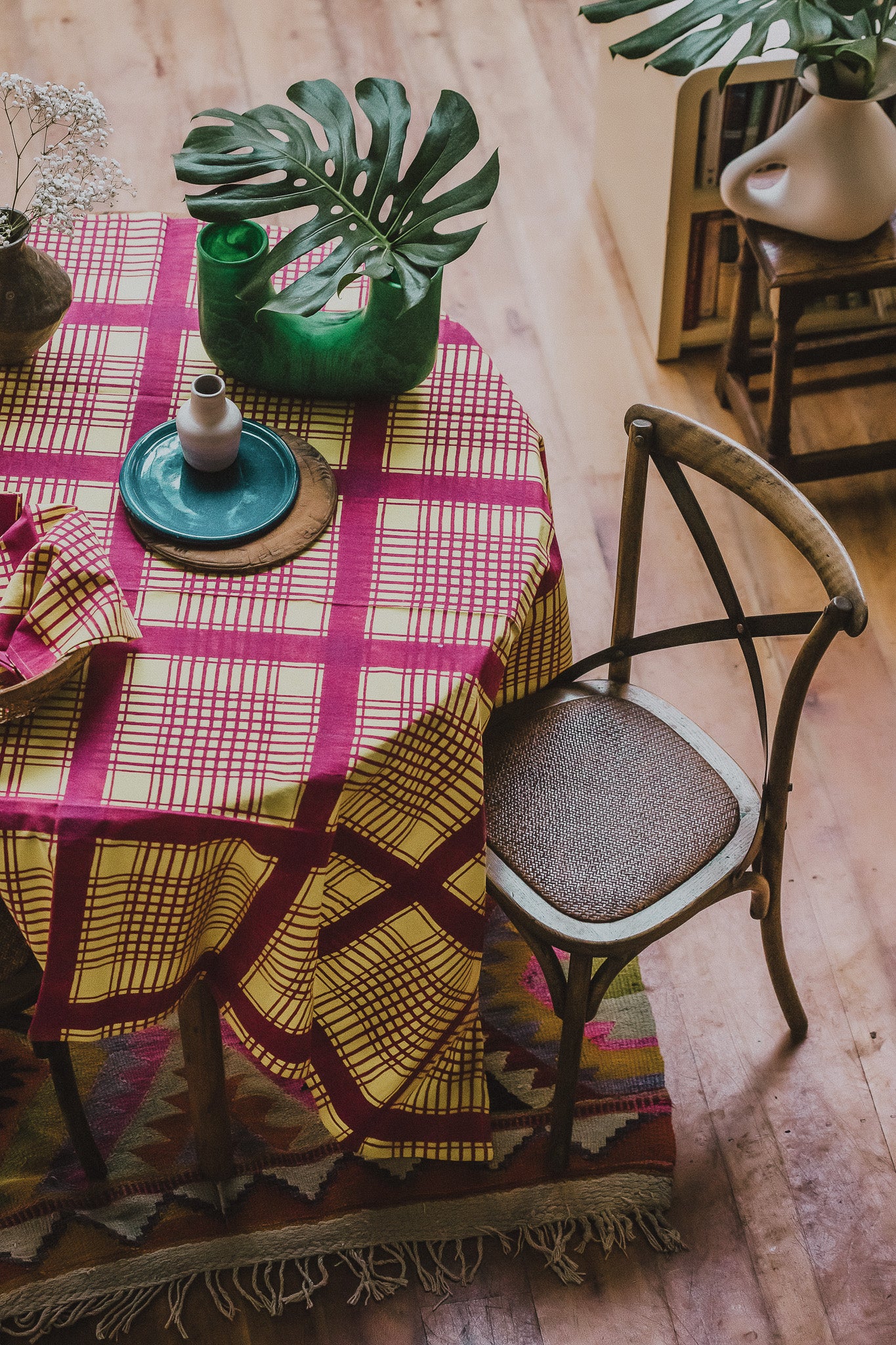 Checky Check Tablecloth | Sunshine Pink