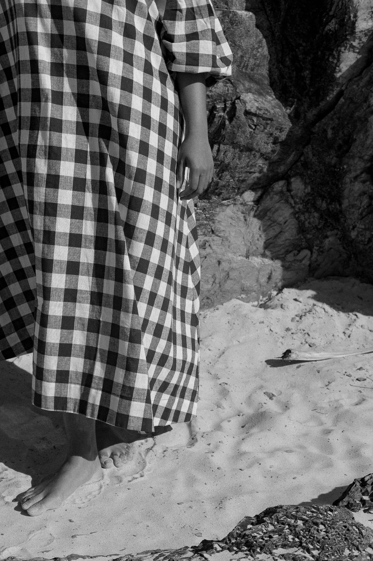 Martha Dress | Black and White Gingham Linen