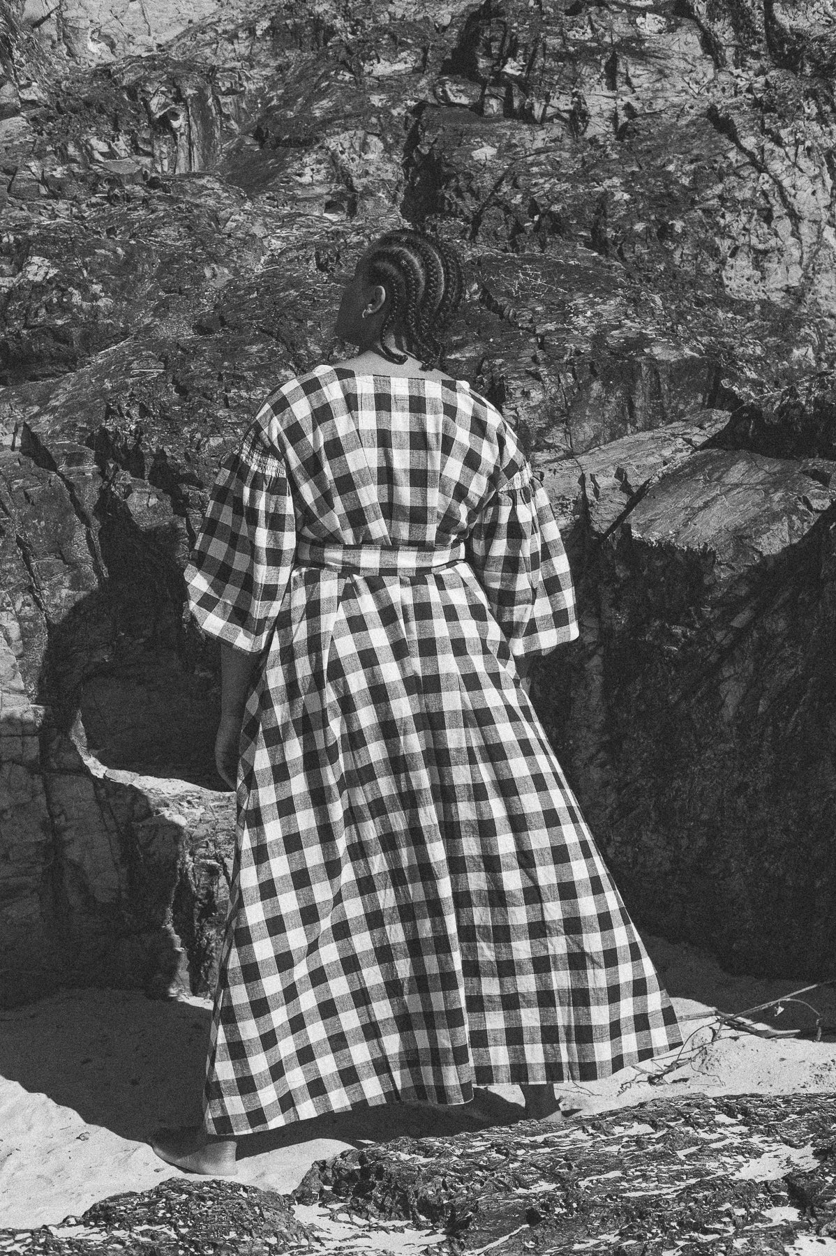 Martha Dress | Black and White Gingham Linen