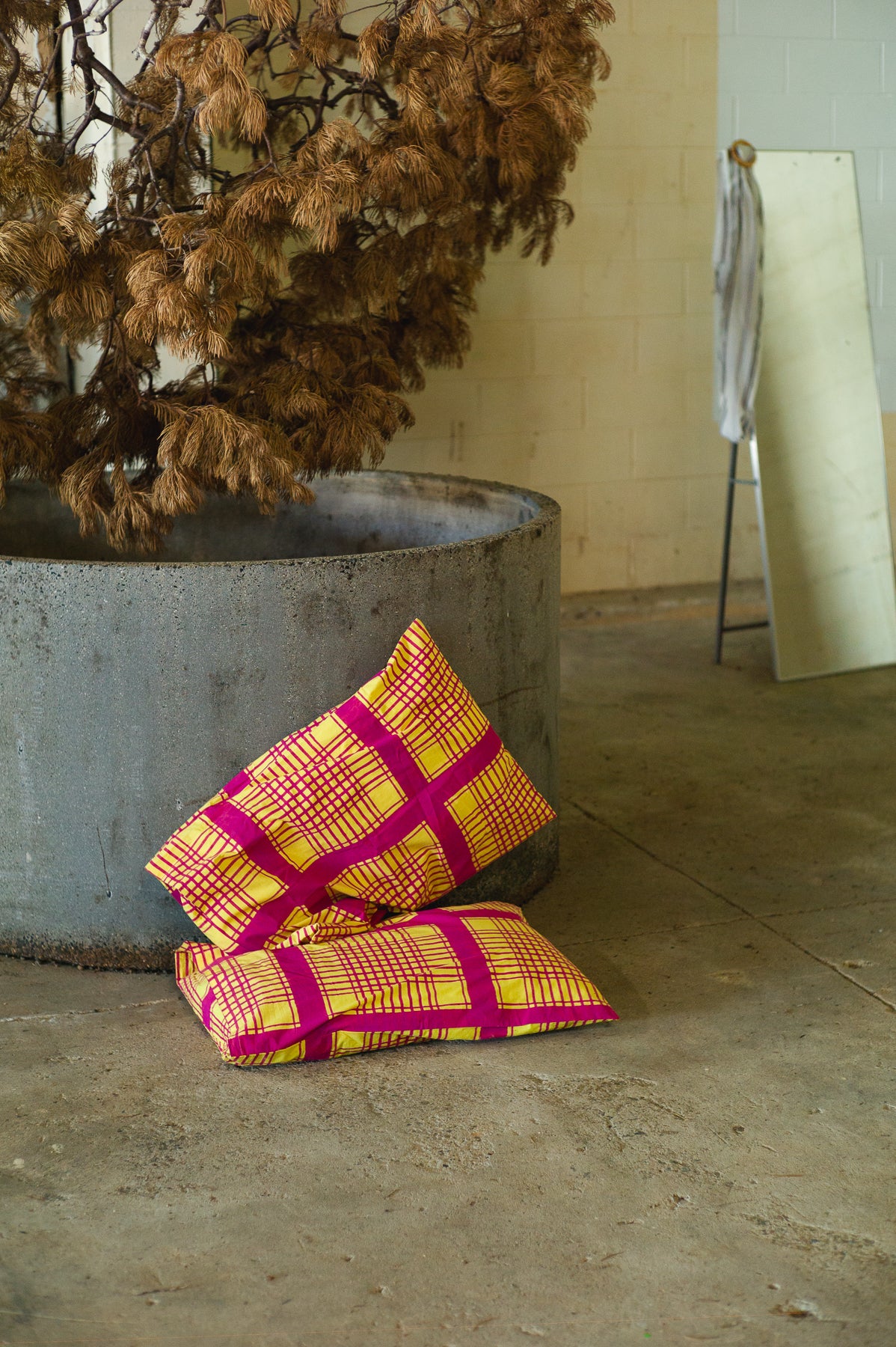 Checky Check Pillow Case Set | Sunshine Pink