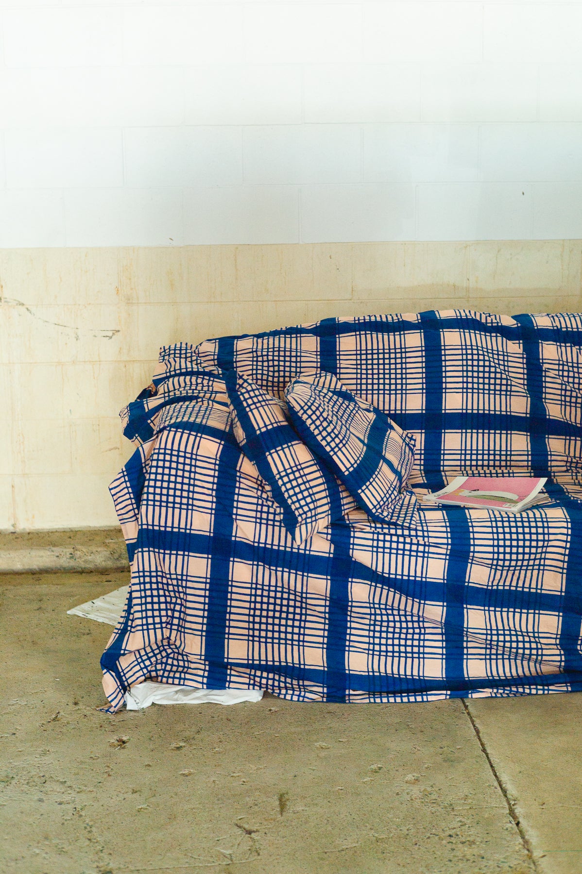 Checky Check Bed Sheet | Pinky Blue