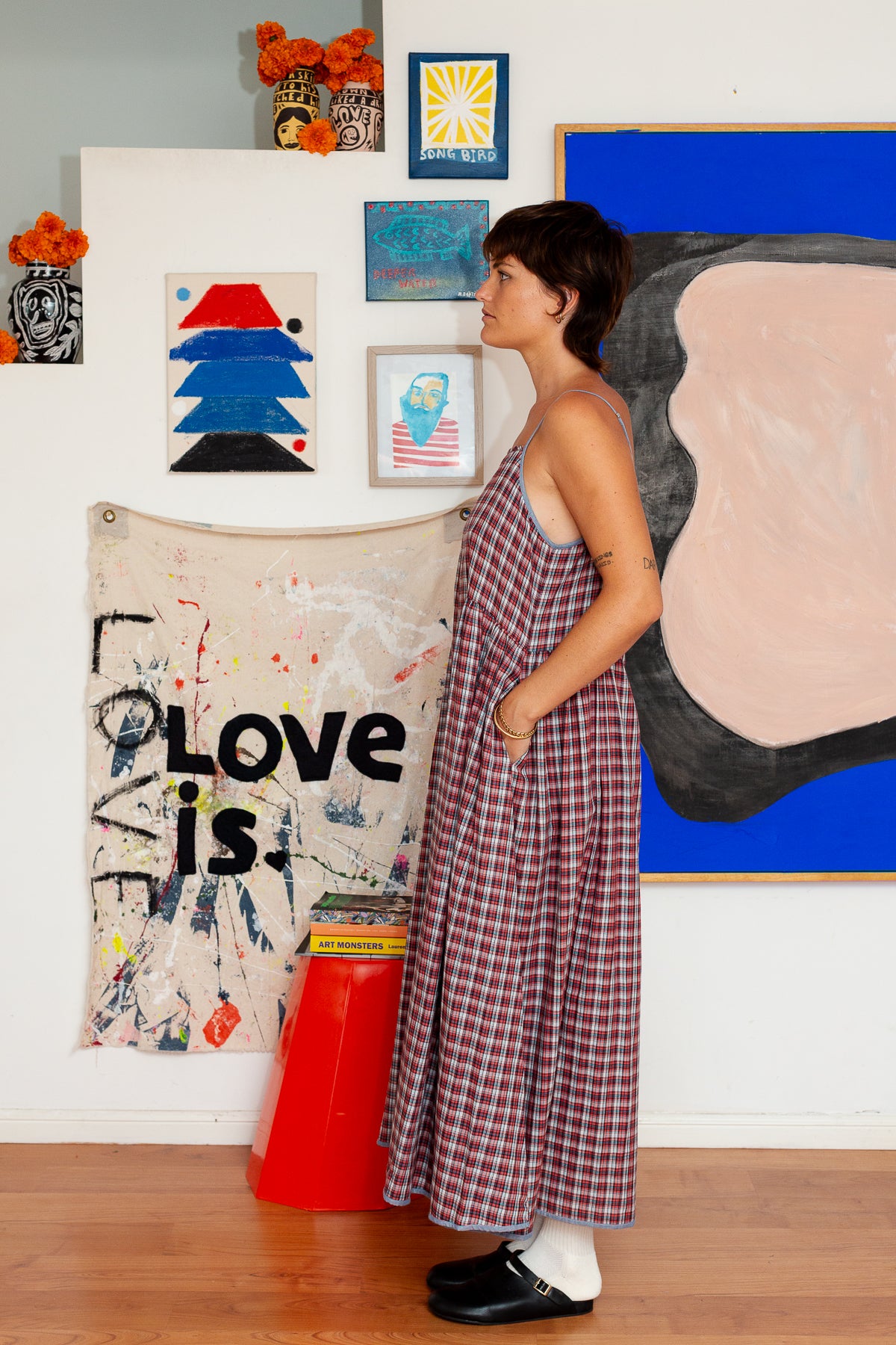 Mika Maxi Dress | Red, Black and Blue Plaid Cotton