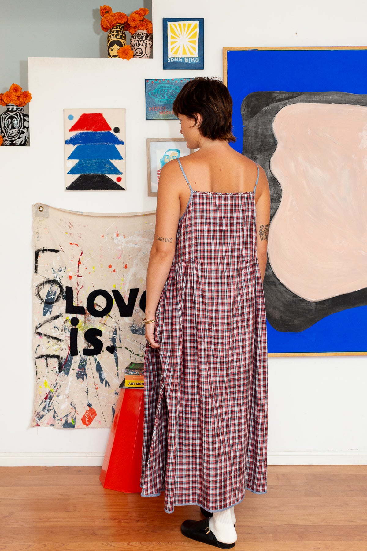 Mika Maxi Dress | Red, Black and Blue Plaid Cotton
