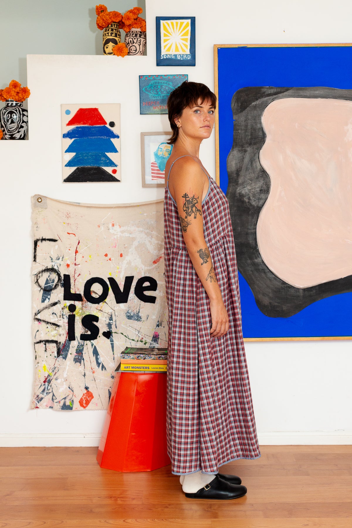 Mika Maxi Dress | Red, Black and Blue Plaid Cotton