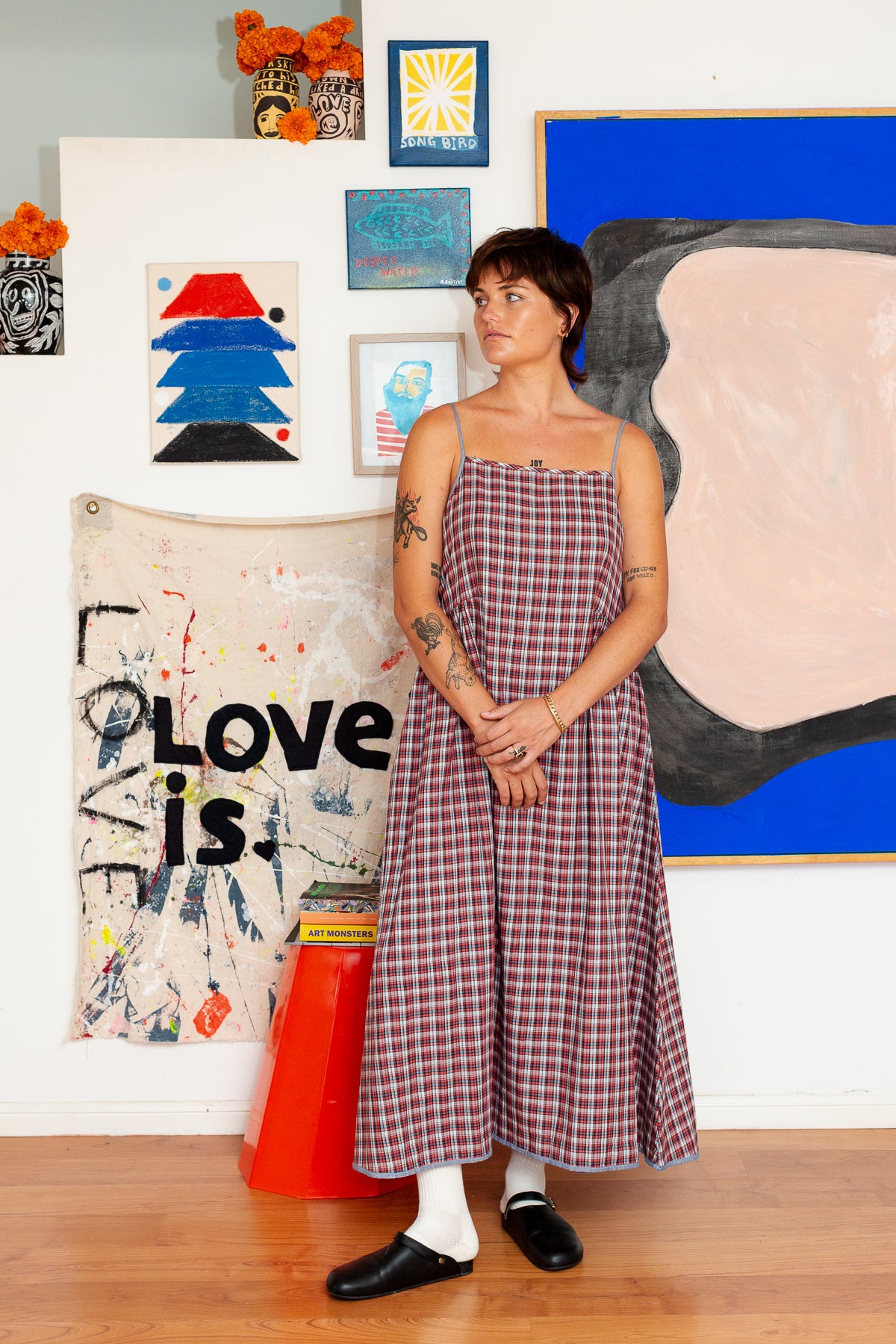 Mika Maxi Dress | Red, Black and Blue Plaid Cotton