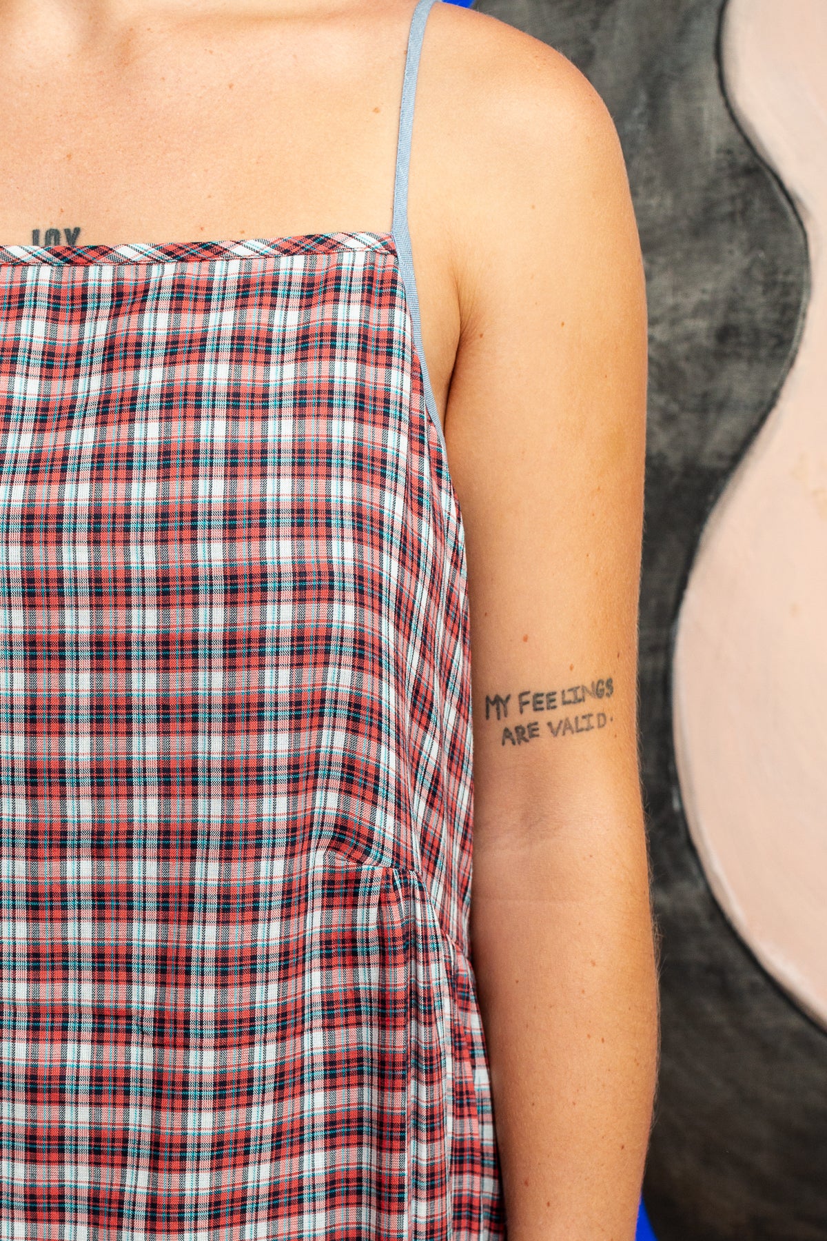 Mika Maxi Dress | Red, Black and Blue Plaid Cotton