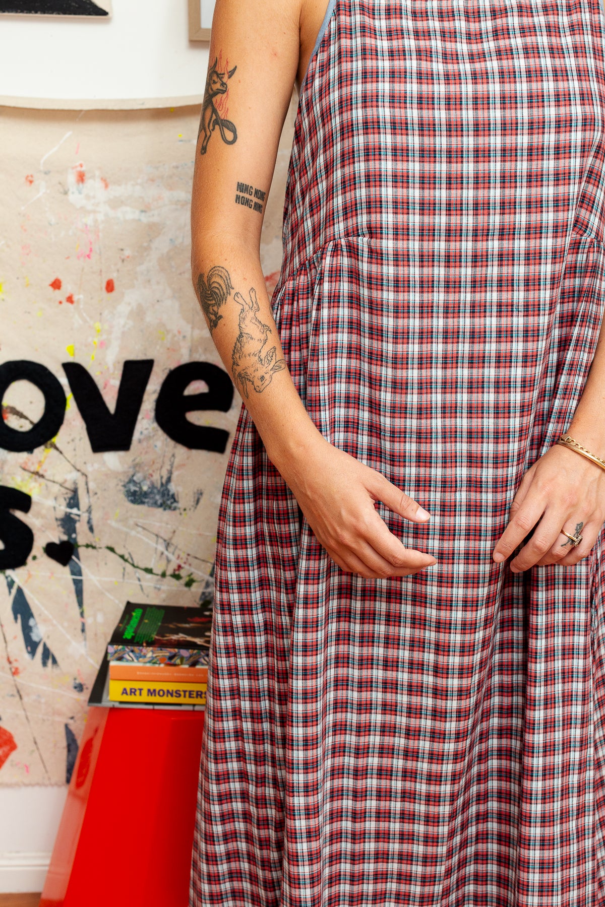 Mika Maxi Dress | Red, Black and Blue Plaid Cotton