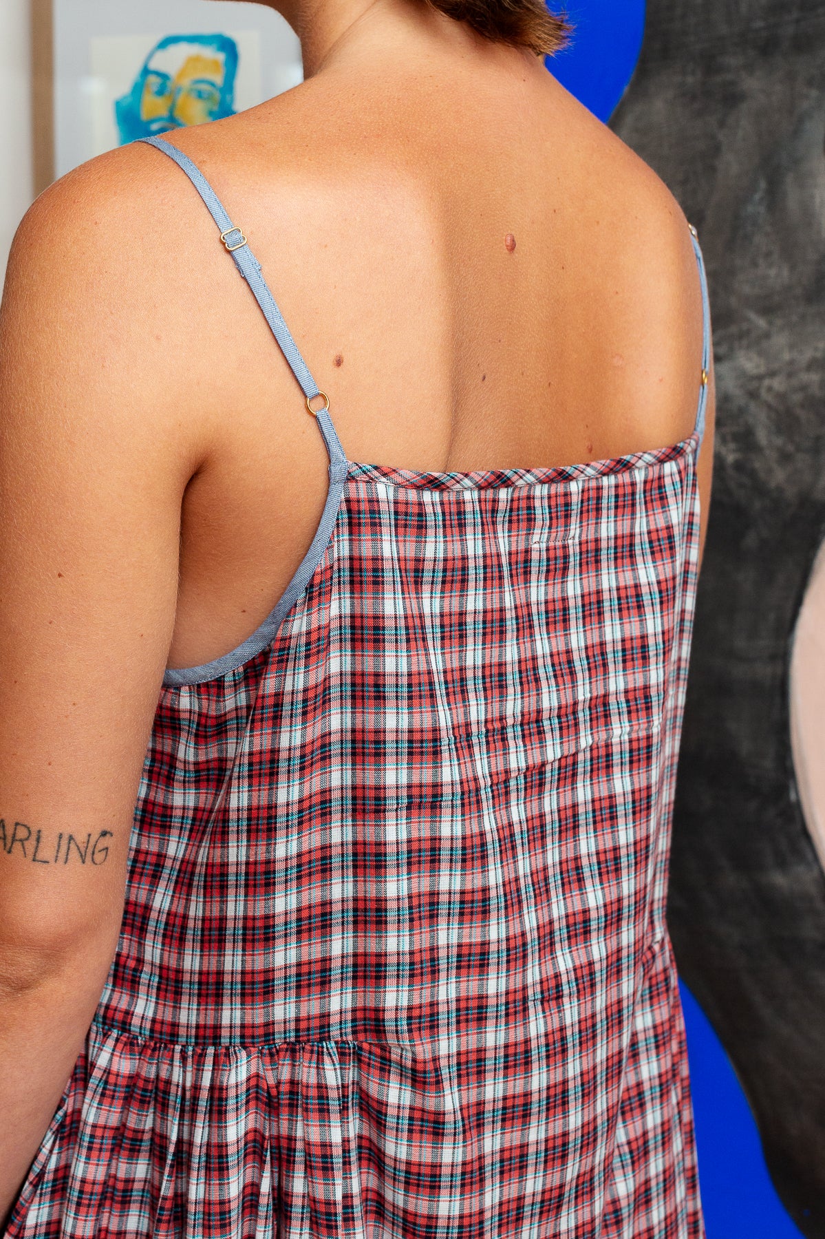 Mika Maxi Dress | Red, Black and Blue Plaid Cotton