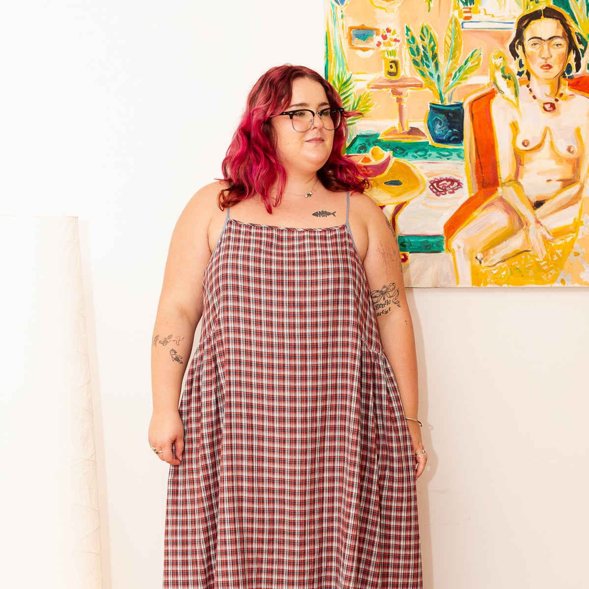 Mika Maxi Dress | Red, Black and Blue Plaid Cotton