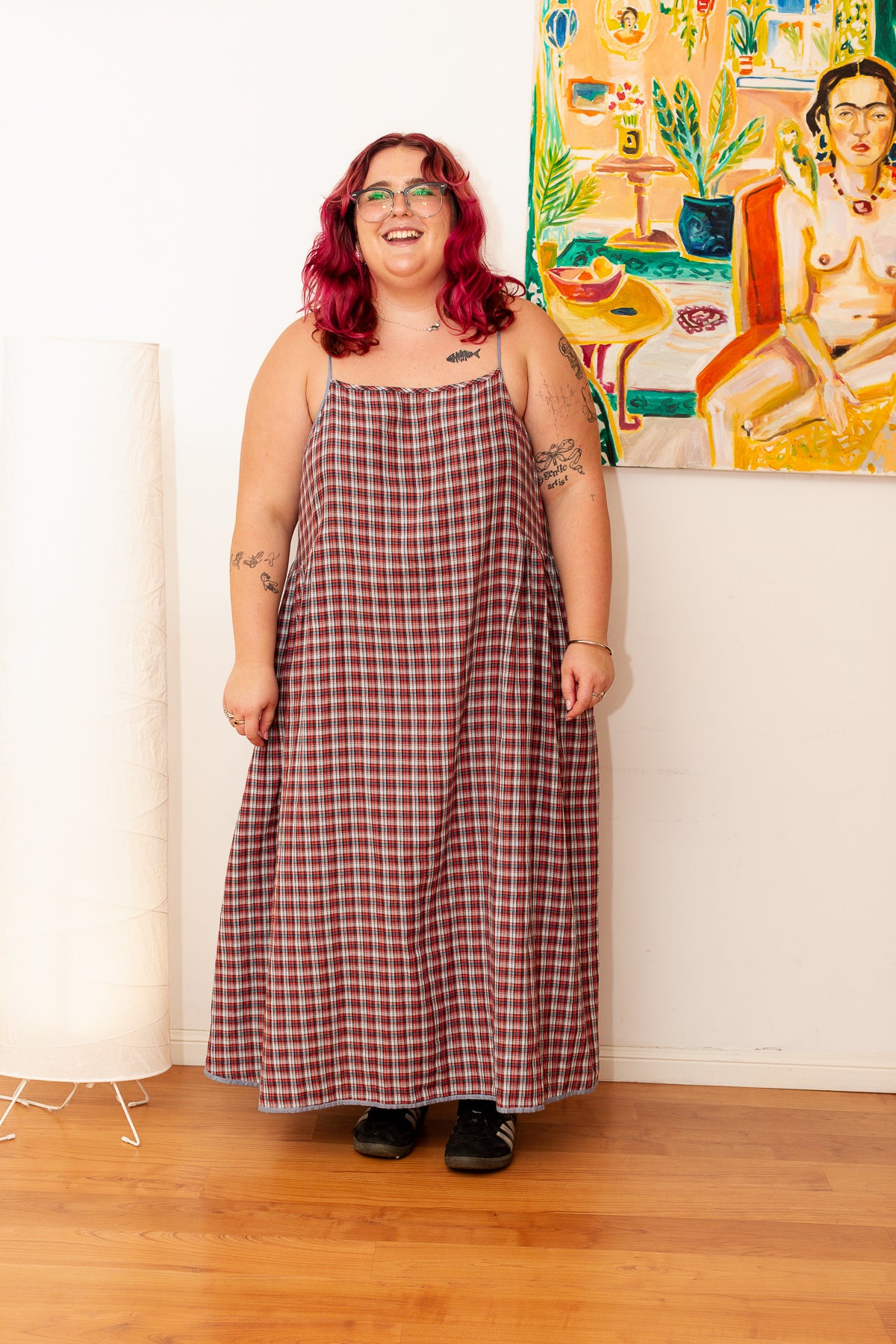 Mika Maxi Dress | Red, Black and Blue Plaid Cotton