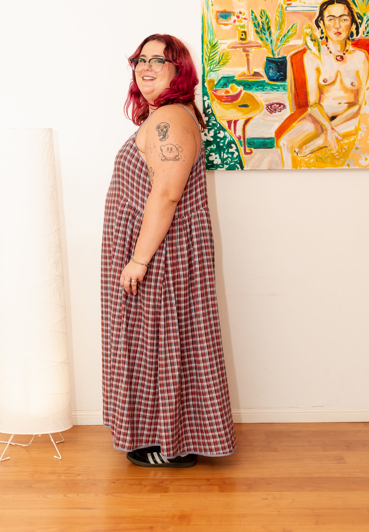 Mika Maxi Dress | Red, Black and Blue Plaid Cotton