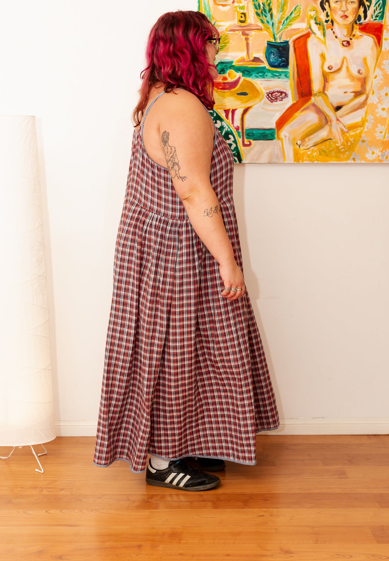 Mika Maxi Dress | Red, Black and Blue Plaid Cotton