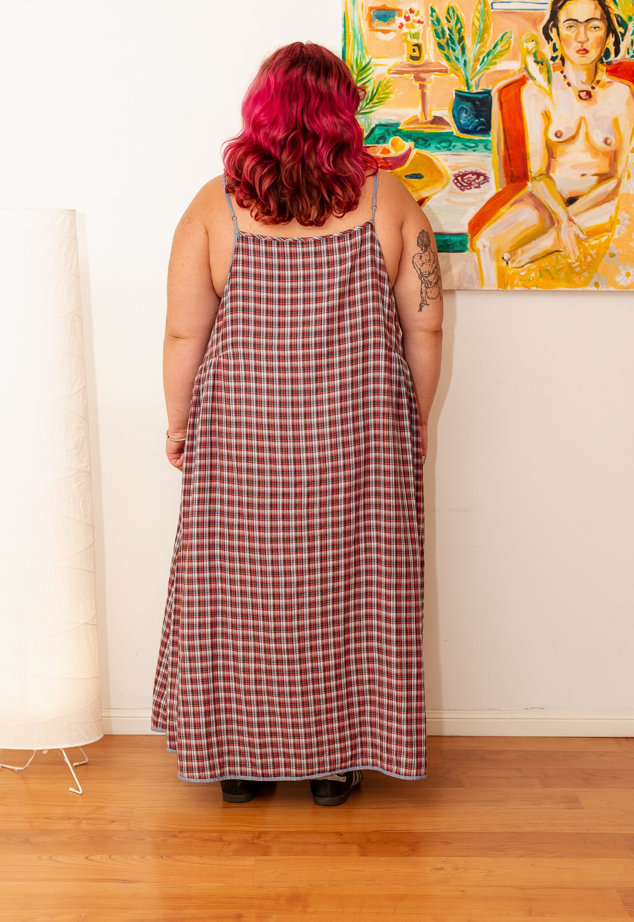 Mika Maxi Dress | Red, Black and Blue Plaid Cotton