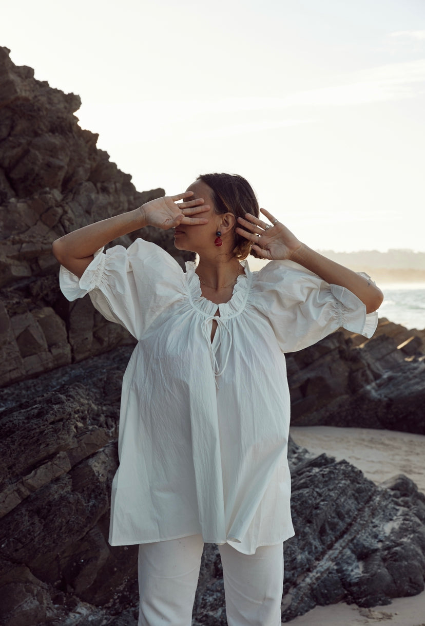 Layla Blouse ~ Crisp White - Little Tienda